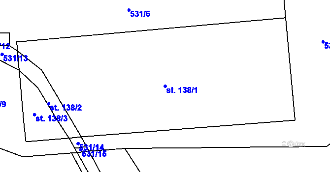 Parcela st. 138/1 v KÚ Podbradec, Katastrální mapa