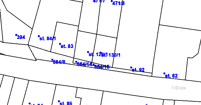 Parcela st. 130/1 v KÚ Podbradec, Katastrální mapa