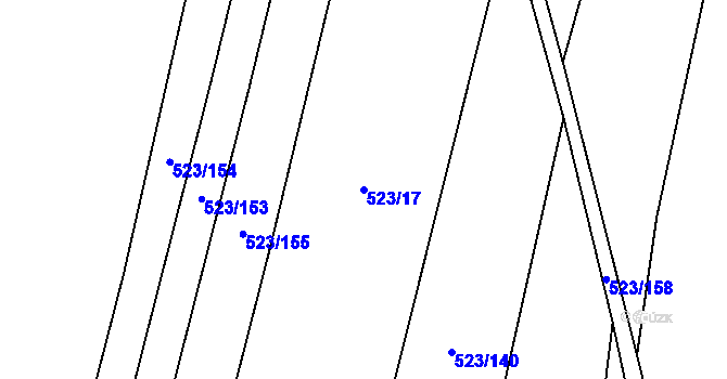 Parcela st. 523/17 v KÚ Podbradec, Katastrální mapa