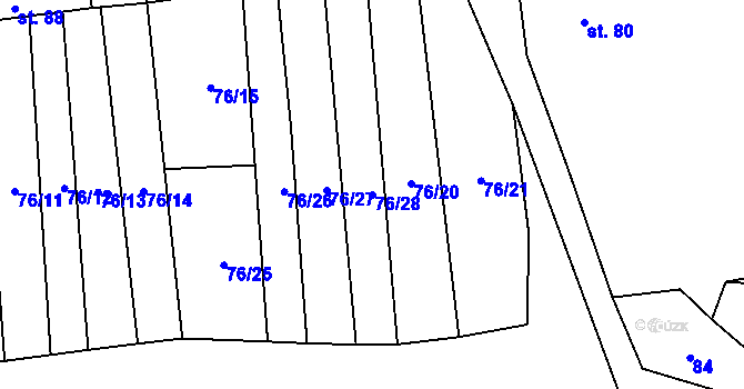 Parcela st. 76/28 v KÚ Podbradec, Katastrální mapa