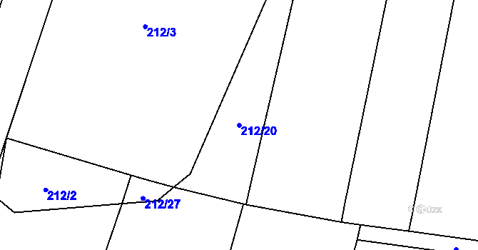 Parcela st. 212/20 v KÚ Podbradec, Katastrální mapa