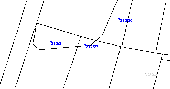 Parcela st. 212/27 v KÚ Podbradec, Katastrální mapa