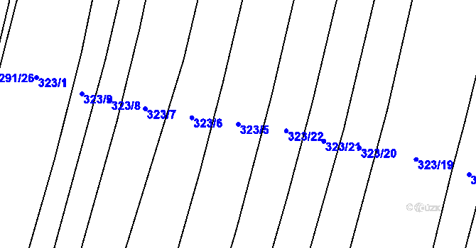 Parcela st. 323/5 v KÚ Podbradec, Katastrální mapa