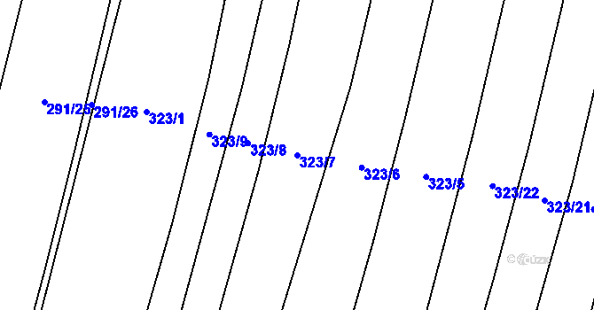 Parcela st. 323/7 v KÚ Podbradec, Katastrální mapa