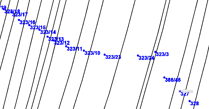 Parcela st. 323/23 v KÚ Podbradec, Katastrální mapa