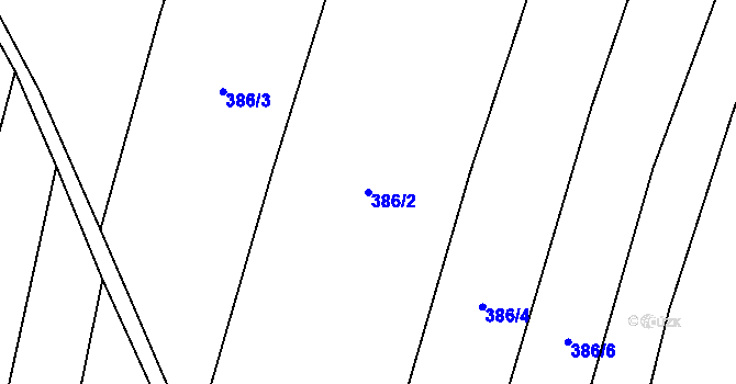 Parcela st. 386/2 v KÚ Podbradec, Katastrální mapa