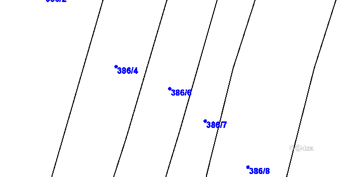Parcela st. 386/6 v KÚ Podbradec, Katastrální mapa