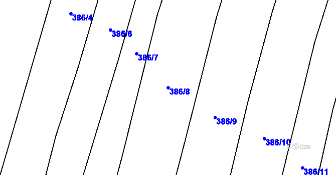 Parcela st. 386/8 v KÚ Podbradec, Katastrální mapa