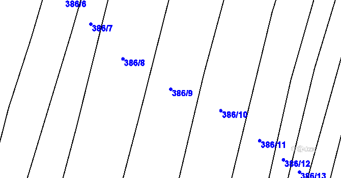 Parcela st. 386/9 v KÚ Podbradec, Katastrální mapa