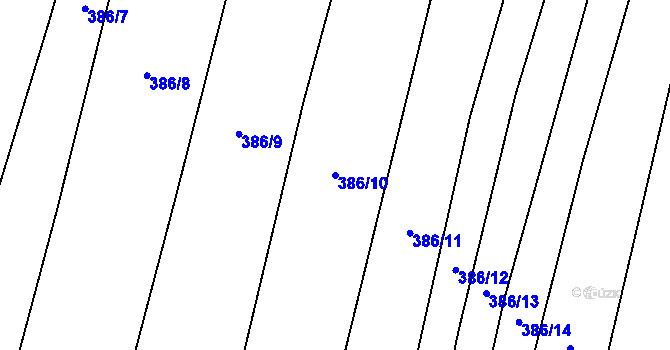 Parcela st. 386/10 v KÚ Podbradec, Katastrální mapa