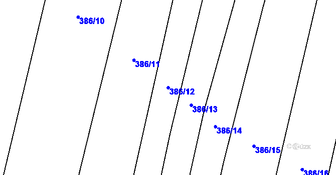 Parcela st. 386/12 v KÚ Podbradec, Katastrální mapa