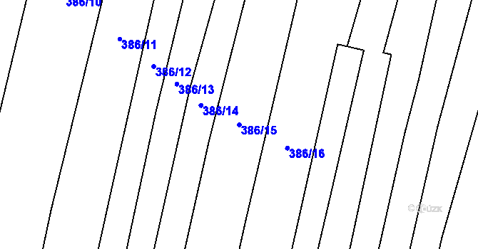 Parcela st. 386/15 v KÚ Podbradec, Katastrální mapa