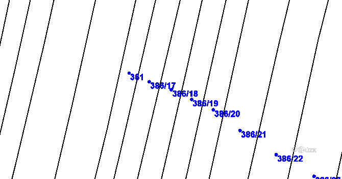 Parcela st. 386/18 v KÚ Podbradec, Katastrální mapa