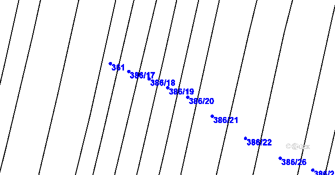 Parcela st. 386/19 v KÚ Podbradec, Katastrální mapa