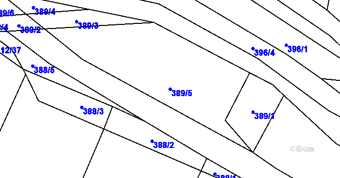 Parcela st. 389/5 v KÚ Podbradec, Katastrální mapa