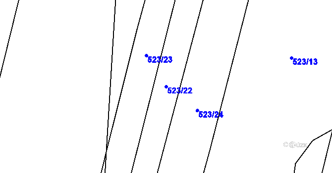 Parcela st. 523/22 v KÚ Podbradec, Katastrální mapa