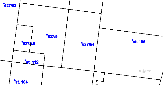 Parcela st. 527/54 v KÚ Podbradec, Katastrální mapa