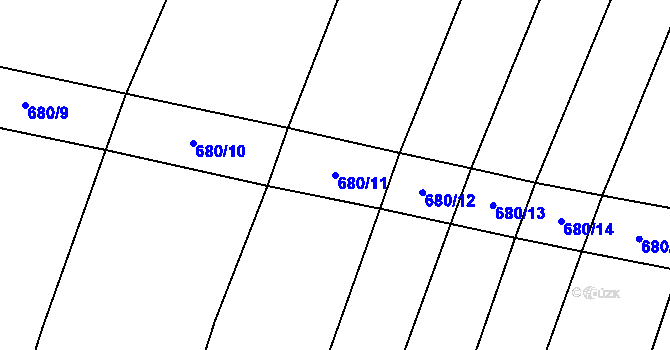 Parcela st. 680/11 v KÚ Podbradec, Katastrální mapa