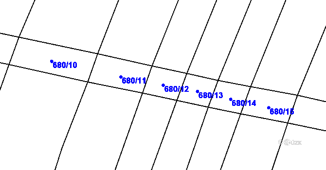 Parcela st. 680/12 v KÚ Podbradec, Katastrální mapa