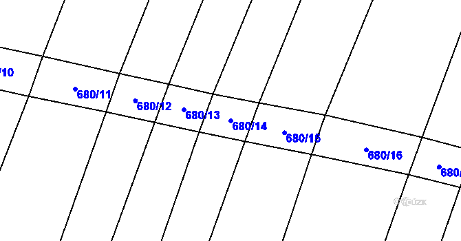 Parcela st. 680/14 v KÚ Podbradec, Katastrální mapa