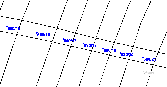Parcela st. 680/18 v KÚ Podbradec, Katastrální mapa