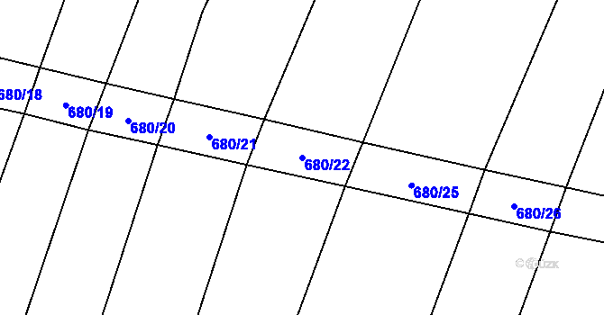 Parcela st. 680/22 v KÚ Podbradec, Katastrální mapa