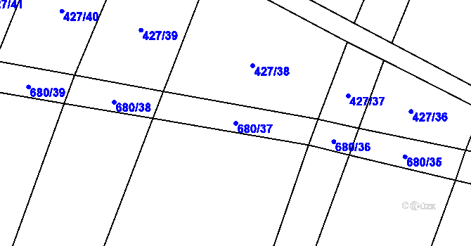 Parcela st. 680/37 v KÚ Podbradec, Katastrální mapa