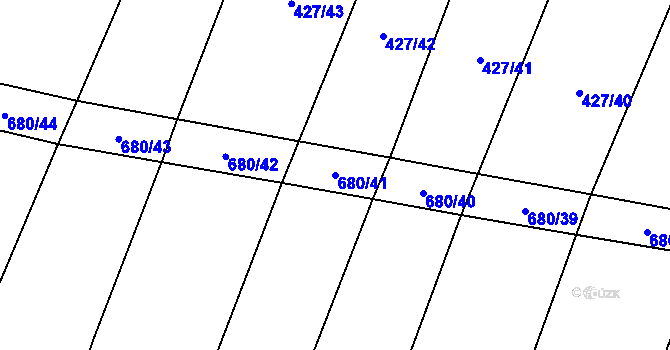 Parcela st. 680/41 v KÚ Podbradec, Katastrální mapa
