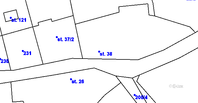Parcela st. 38 v KÚ Podbrdy, Katastrální mapa