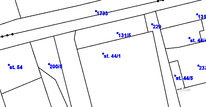 Parcela st. 44/1 v KÚ Podbrdy, Katastrální mapa