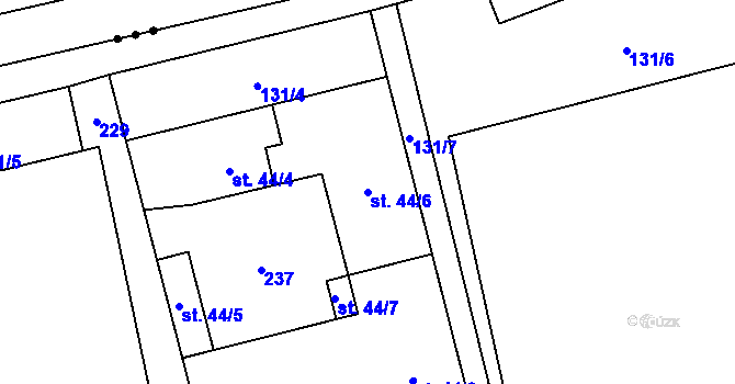 Parcela st. 44/6 v KÚ Podbrdy, Katastrální mapa