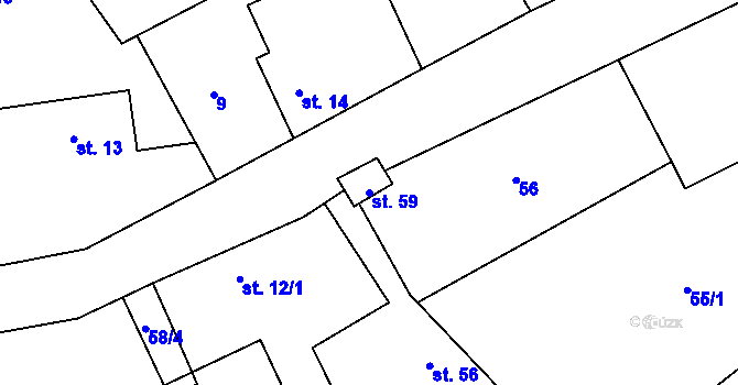 Parcela st. 59 v KÚ Podbrdy, Katastrální mapa