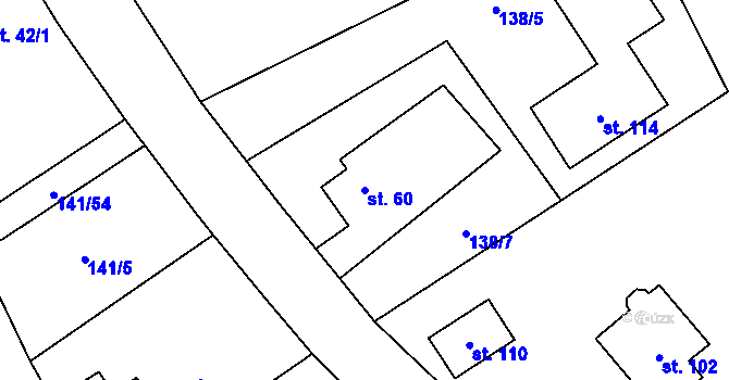 Parcela st. 60 v KÚ Podbrdy, Katastrální mapa