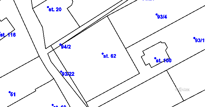 Parcela st. 62 v KÚ Podbrdy, Katastrální mapa