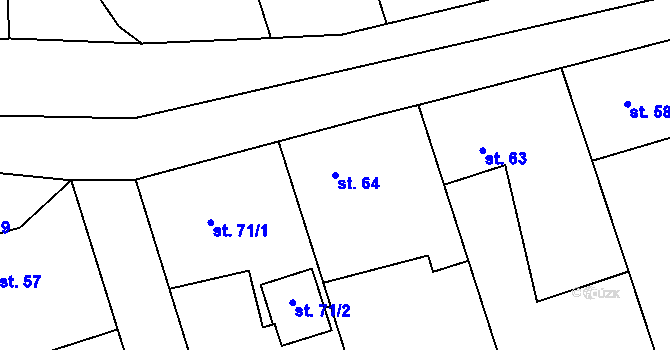 Parcela st. 64 v KÚ Podbrdy, Katastrální mapa