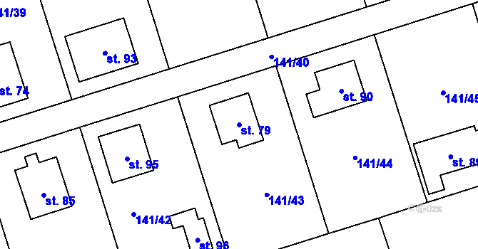 Parcela st. 79 v KÚ Podbrdy, Katastrální mapa