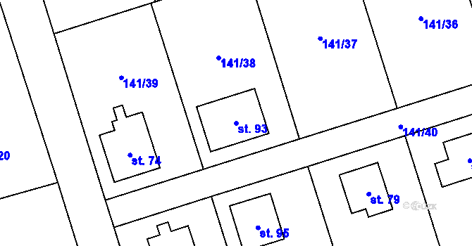Parcela st. 93 v KÚ Podbrdy, Katastrální mapa