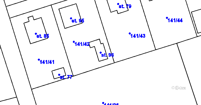 Parcela st. 96 v KÚ Podbrdy, Katastrální mapa