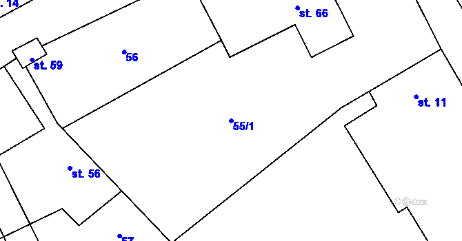 Parcela st. 55/1 v KÚ Podbrdy, Katastrální mapa