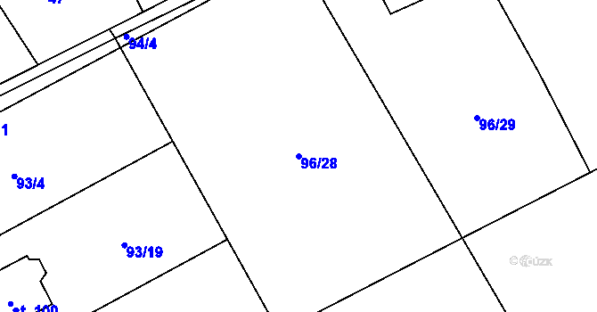 Parcela st. 96/28 v KÚ Podbrdy, Katastrální mapa