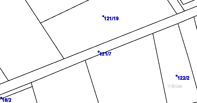 Parcela st. 121/7 v KÚ Podbrdy, Katastrální mapa