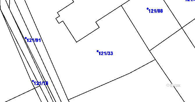 Parcela st. 121/33 v KÚ Podbrdy, Katastrální mapa