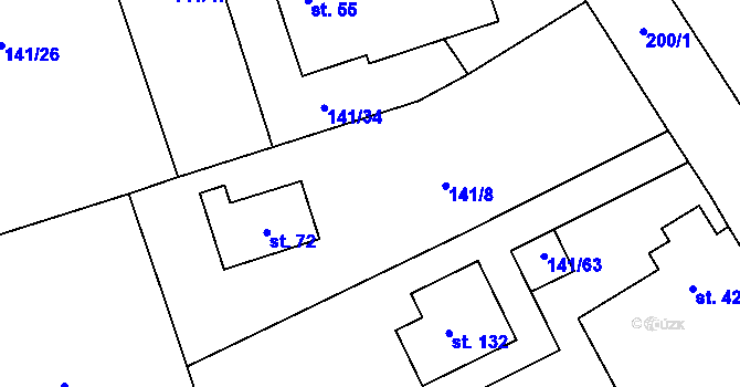 Parcela st. 141/30 v KÚ Podbrdy, Katastrální mapa