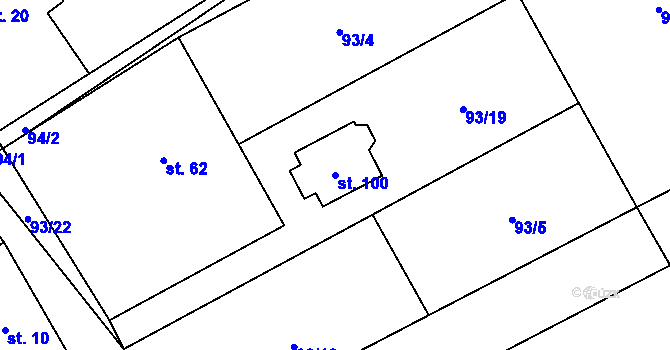 Parcela st. 100 v KÚ Podbrdy, Katastrální mapa