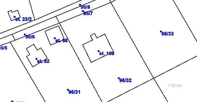 Parcela st. 108 v KÚ Podbrdy, Katastrální mapa