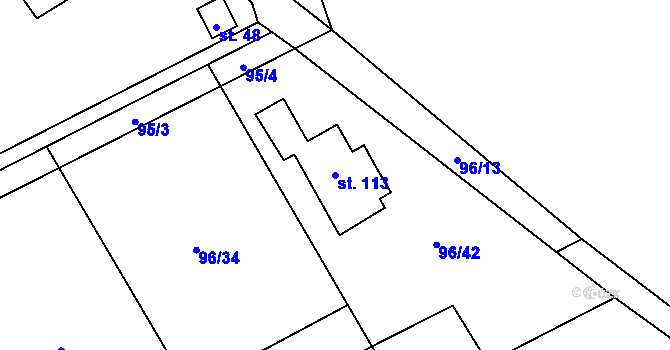 Parcela st. 113 v KÚ Podbrdy, Katastrální mapa