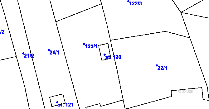 Parcela st. 120 v KÚ Podbrdy, Katastrální mapa
