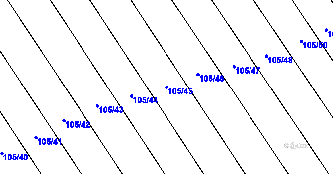 Parcela st. 105/45 v KÚ Podbrdy, Katastrální mapa