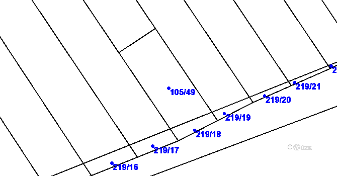 Parcela st. 105/49 v KÚ Podbrdy, Katastrální mapa