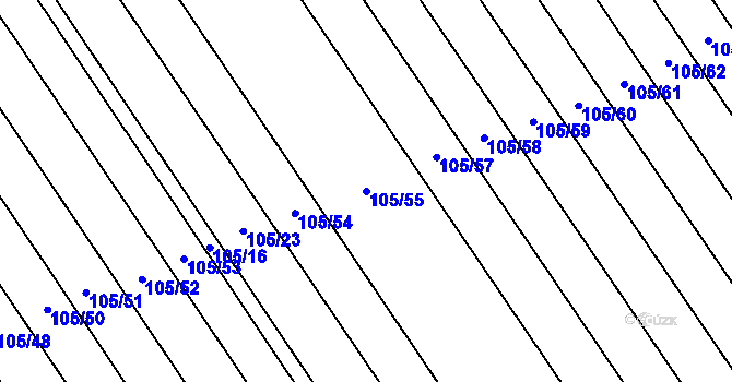Parcela st. 105/55 v KÚ Podbrdy, Katastrální mapa